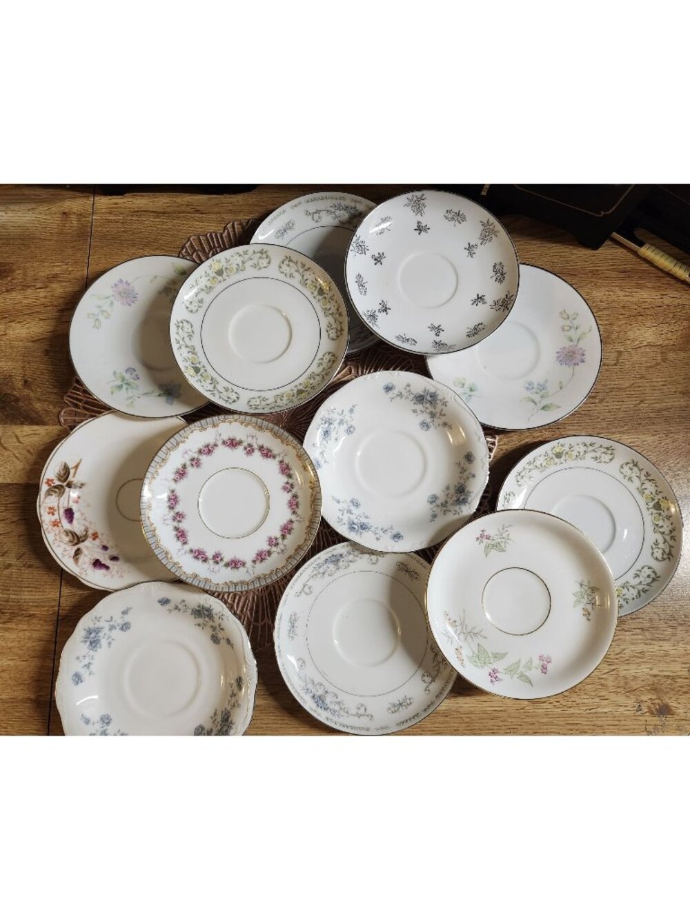 12- Mismatched Saucers Eclectic Mix Porcelain & Fine China 6-6.25"